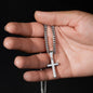 To My Son Love Mom Cuban Chain with Artisan Cross Necklace With Custom Engraving On Back - keepsaken