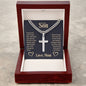 To My Son Love Mom Cuban Chain with Artisan Cross Necklace With Custom Engraving On Back - keepsaken