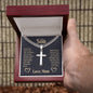 To My Son Love Mom Cuban Chain with Artisan Cross Necklace With Custom Engraving On Back - keepsaken