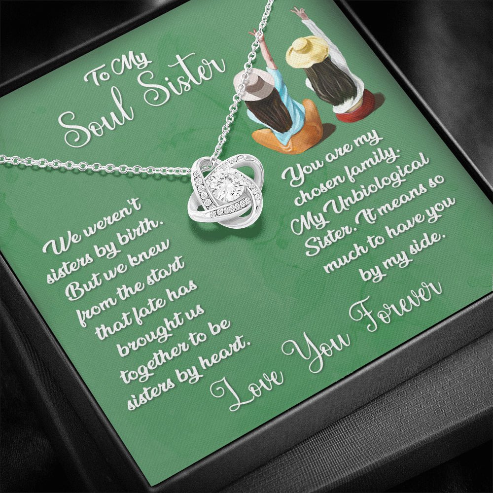 To My Soul Sister Love Knot Necklace - Sage Card - keepsaken