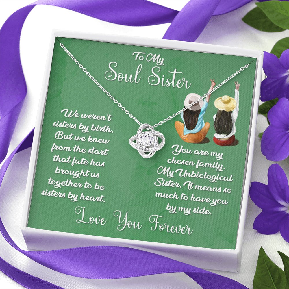 To My Soul Sister Love Knot Necklace - Sage Card - keepsaken