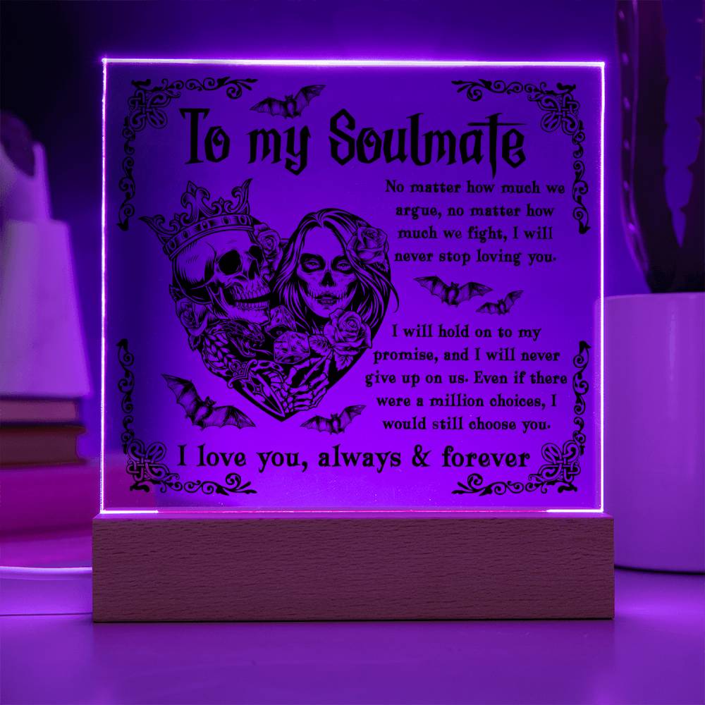To My Soulmate I Love You Always & Forever Halloween Square Acrylic Plaque, Halloween Decor - keepsaken