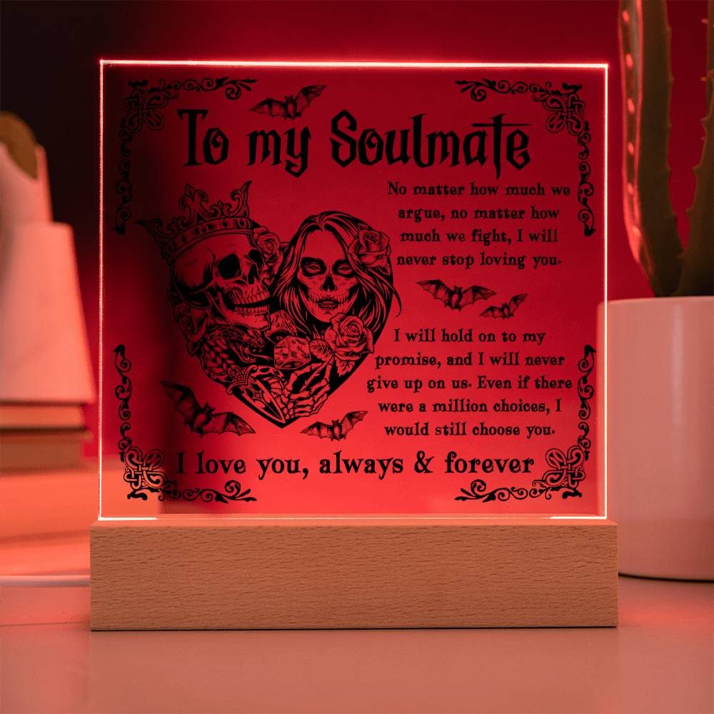 To My Soulmate I Love You Always & Forever Halloween Square Acrylic Plaque, Halloween Decor - keepsaken