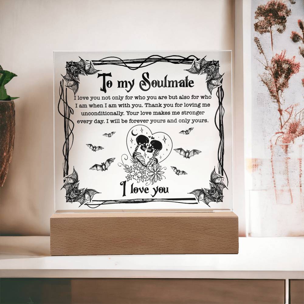 To My Soulmate I Will Be Forever Yours Halloween Square Acrylic Plaque, Halloween Decor - keepsaken
