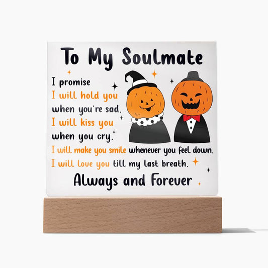 To My Soulmate Love You Till My Last Breath Halloween Square Acrylic Plaque, Halloween Decor - keepsaken