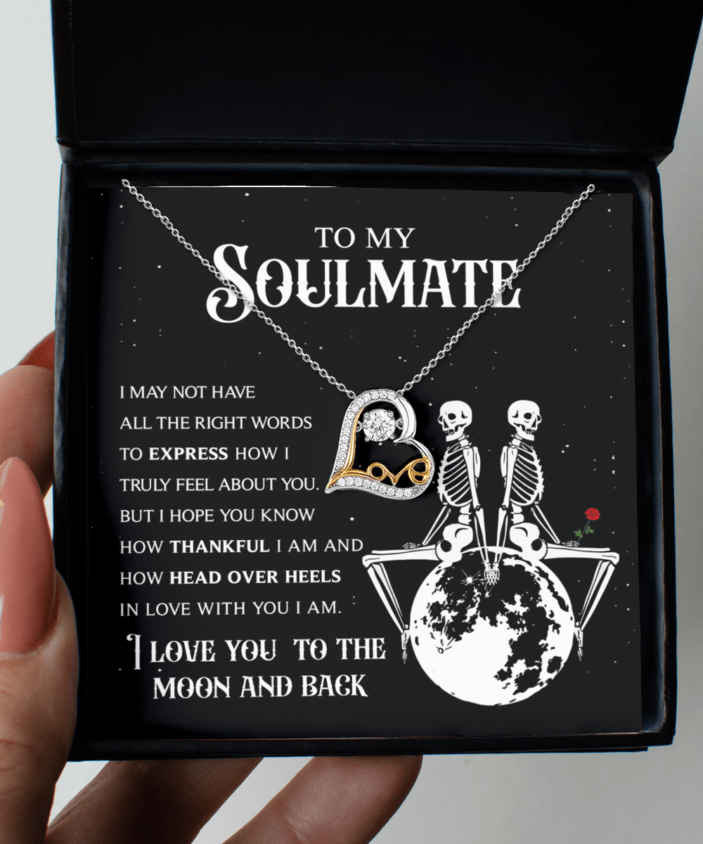 To My Soulmate To The Moon And Back | Heart Love Necklace - keepsaken