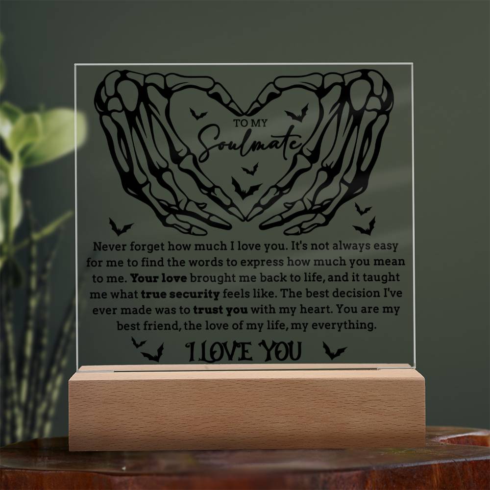To My Soulmate Your Love Brought Me Back To Life Halloween Square Acrylic Plaque, Halloween Decor - keepsaken