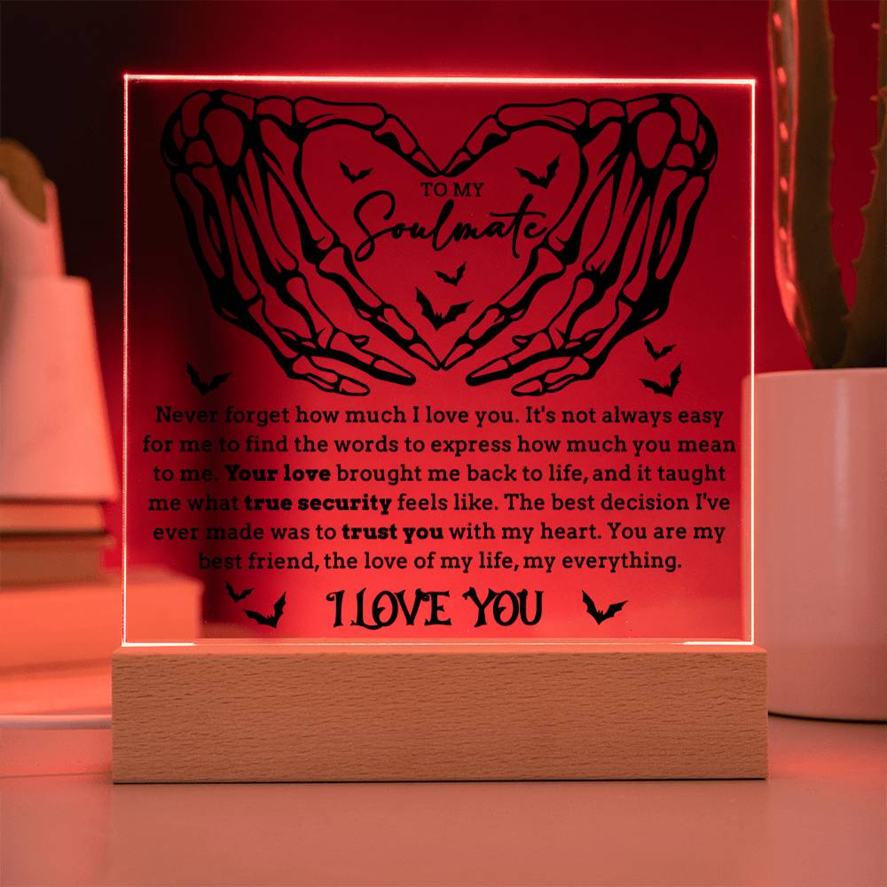 To My Soulmate Your Love Brought Me Back To Life Halloween Square Acrylic Plaque, Halloween Decor - keepsaken