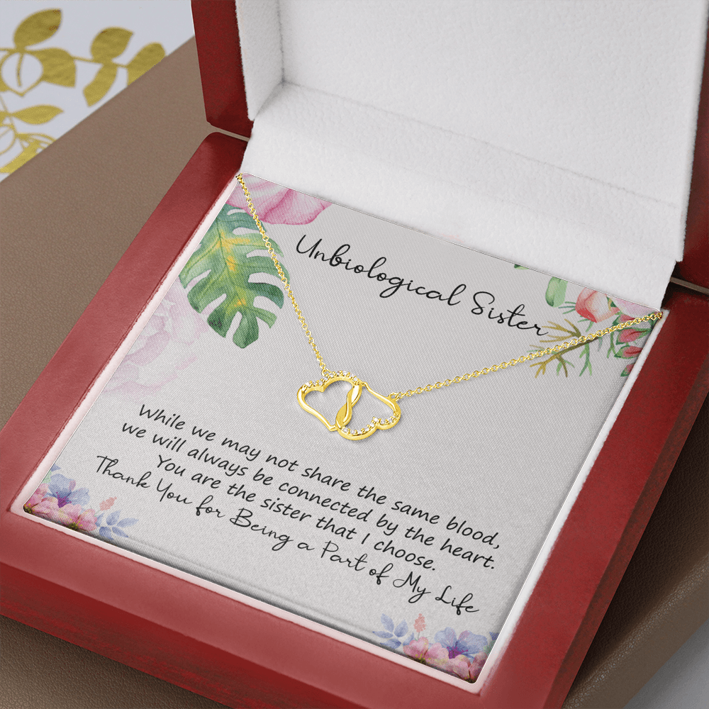 Unbiological Sister 10K Solid Gold Infinitely Hearts With Single Cut Diamonds - keepsaken