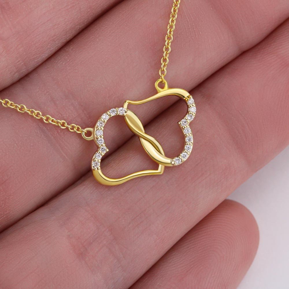 Unbiological Sister 10K Solid Gold Infinitely Hearts With Single Cut Diamonds - keepsaken