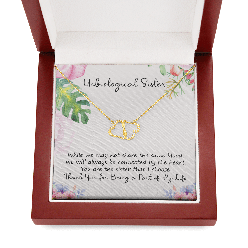 Unbiological Sister 10K Solid Gold Infinitely Hearts With Single Cut Diamonds - keepsaken