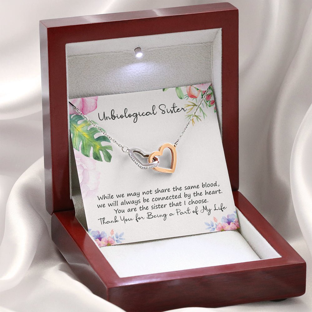Unbiological Sister Interlocking Hearts Necklace, Best Friend Necklace, Soul Sister - keepsaken