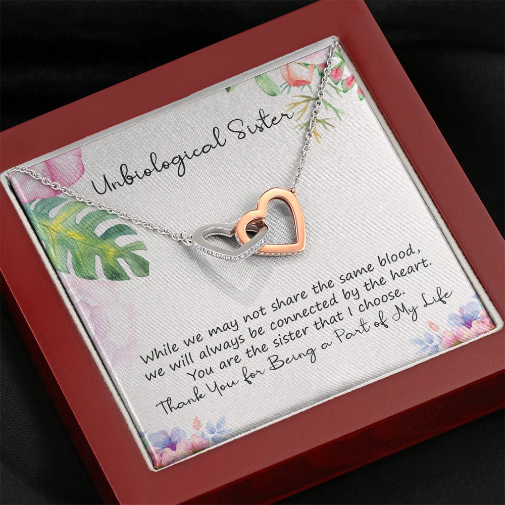 Unbiological Sister Interlocking Hearts Necklace, Best Friend Necklace, Soul Sister - keepsaken