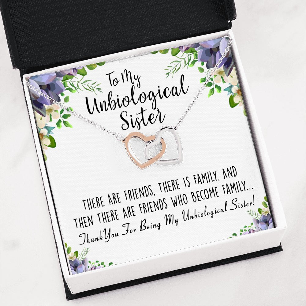 Unbiological Sister Interlocking Hearts Necklace, Gift, Best Friend Necklace, Soul Sister, Bridesmaid Gift, BFF - keepsaken
