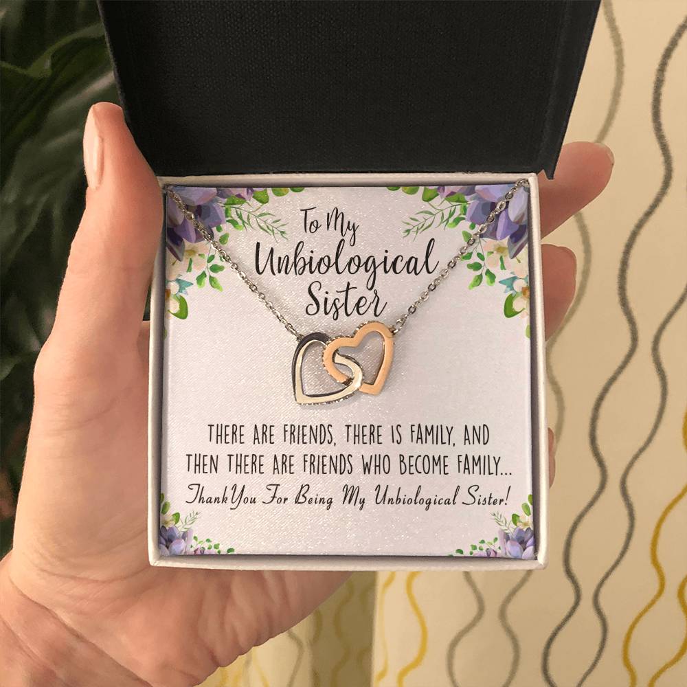 Unbiological Sister Interlocking Hearts Necklace, Gift, Best Friend Necklace, Soul Sister, Bridesmaid Gift, BFF - keepsaken