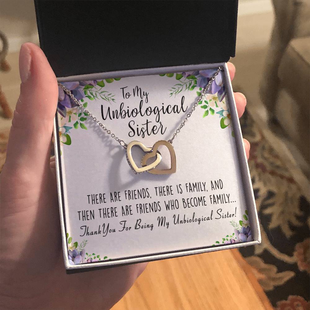 Unbiological Sister Interlocking Hearts Necklace, Gift, Best Friend Necklace, Soul Sister, Bridesmaid Gift, BFF - keepsaken