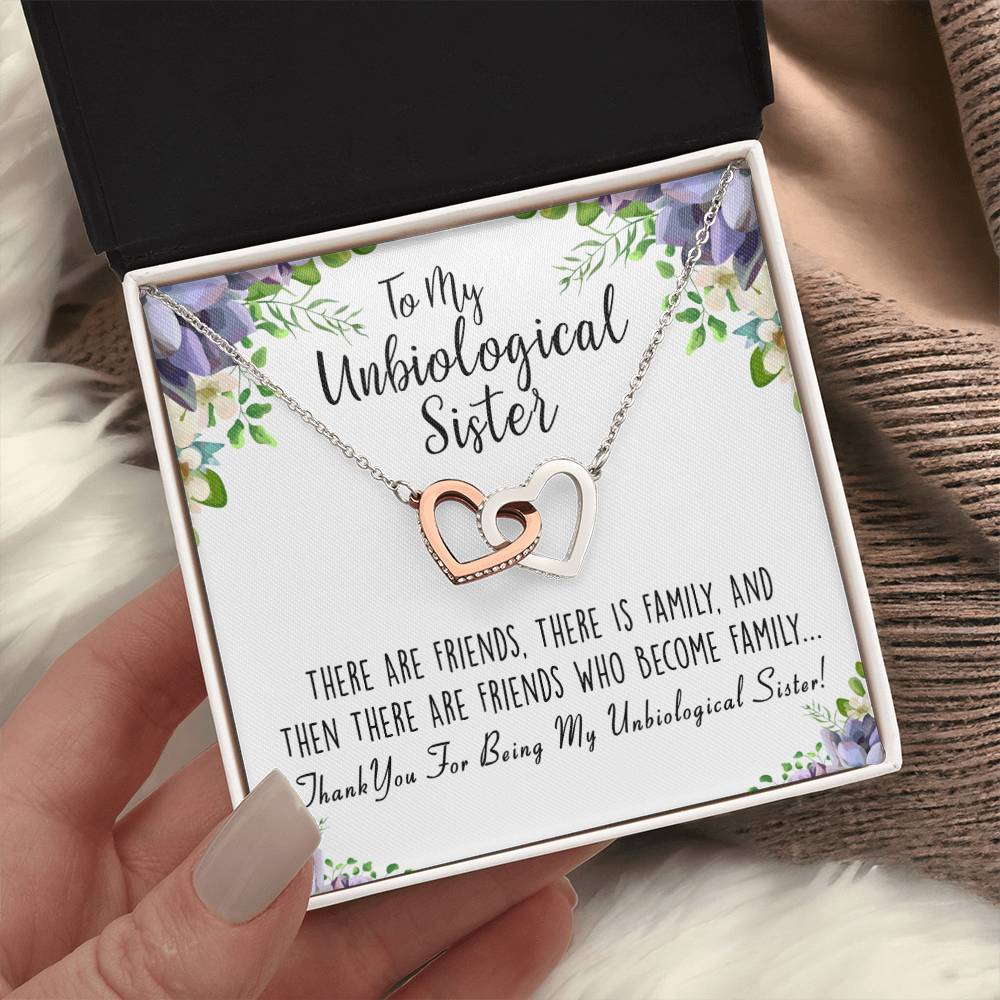 Unbiological Sister Interlocking Hearts Necklace, Gift, Best Friend Necklace, Soul Sister, Bridesmaid Gift, BFF - keepsaken