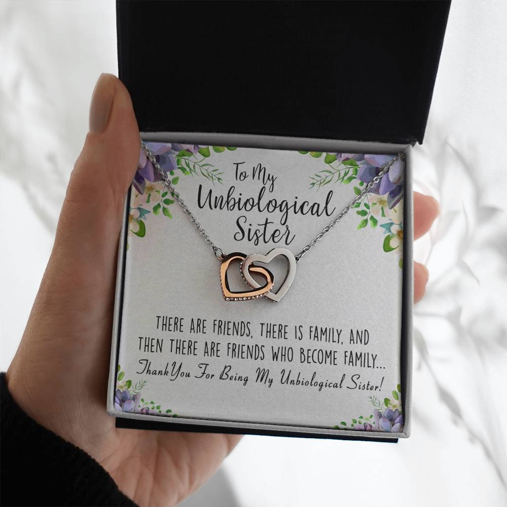 Unbiological Sister Interlocking Hearts Necklace, Gift, Best Friend Necklace, Soul Sister, Bridesmaid Gift, BFF - keepsaken