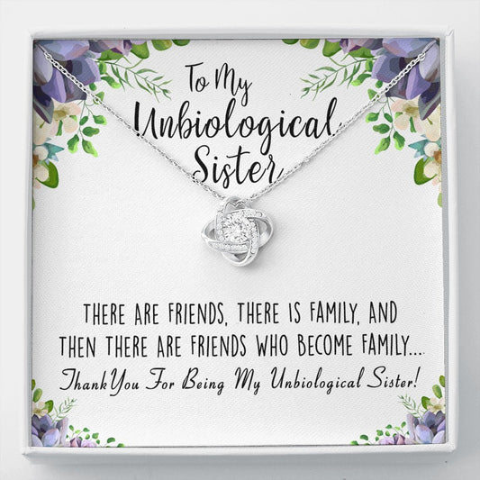 Unbiological Sister Love Knot Hearts Necklace, Gift, Best Friend Necklace - keepsaken