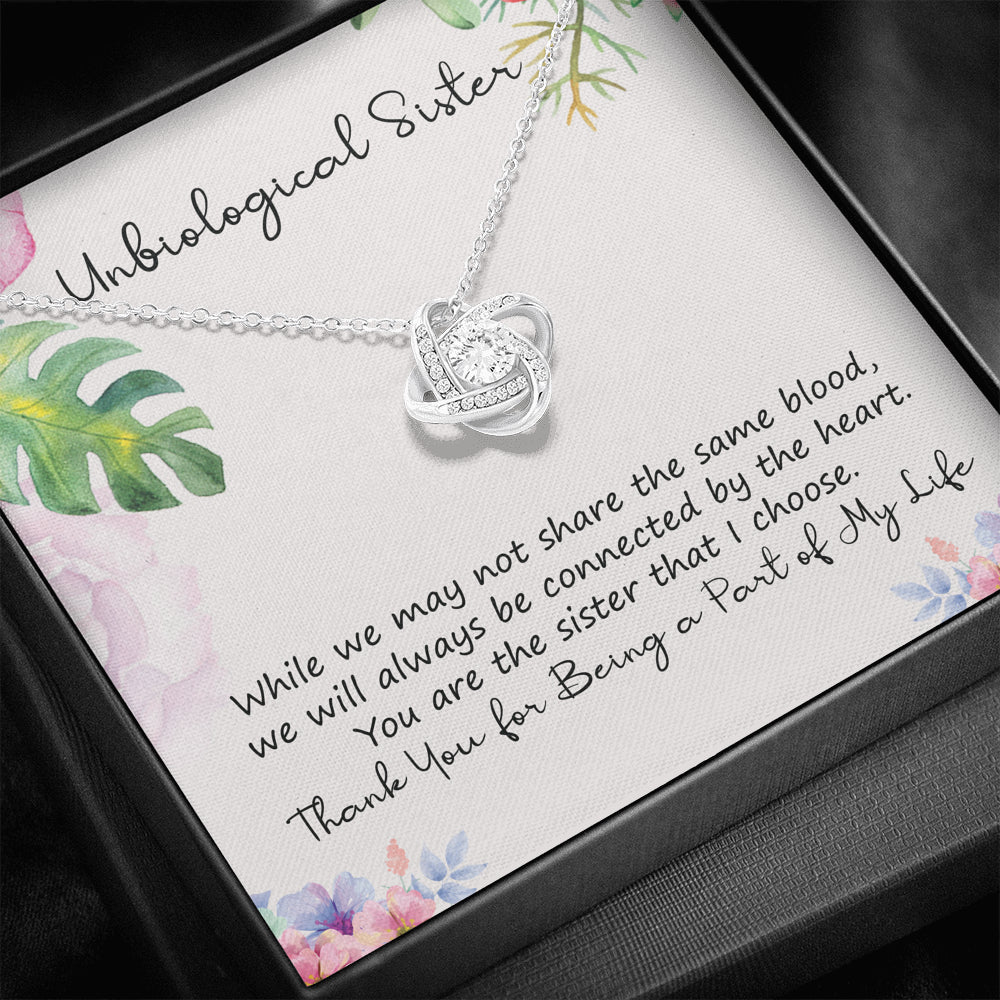 Unbiological Sister Love Knot Hearts Necklace, Gift, Best Friend Necklace, Soul Sister, Bridesmaid Gift, BFF Gift - keepsaken