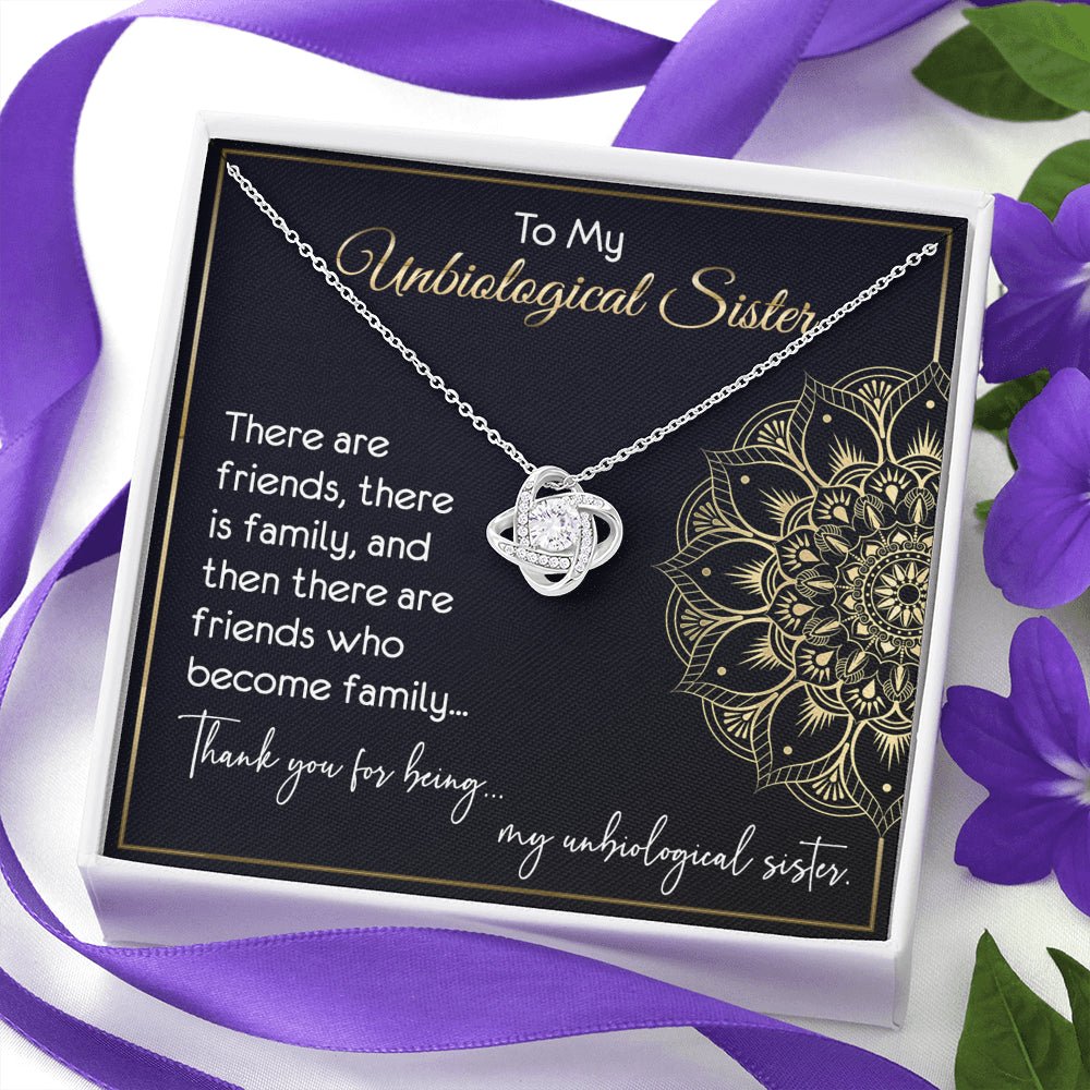 Unbiological Sister Love Knot Necklace, Best Friend Necklace, Soul Sister, Bridesmaid Gift, BFF Gift, Love Knot, Sister in law gift - keepsaken