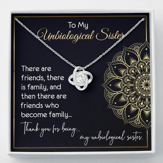 Unbiological Sister Love Knot Necklace, Best Friend Necklace, Soul Sister, Bridesmaid Gift, BFF Gift, Love Knot, Sister in law gift - keepsaken