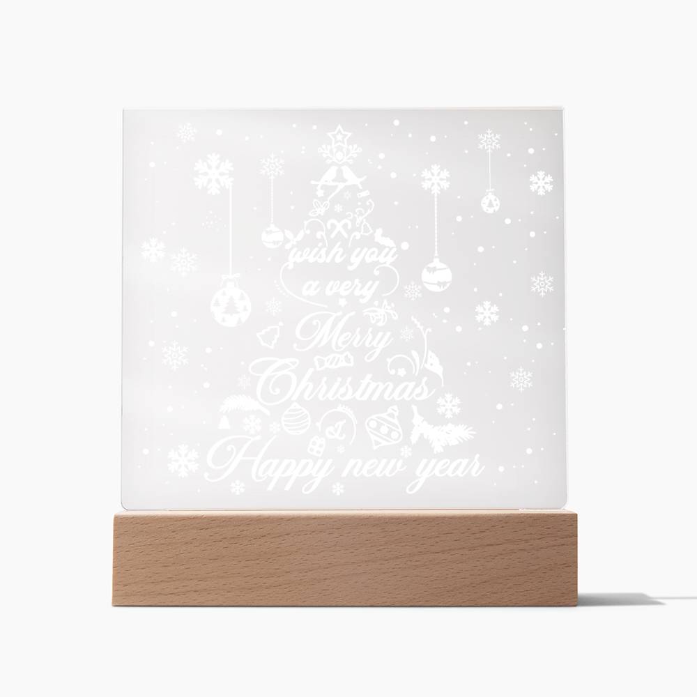 Wish You A Very Merry Christmas And Happy New Year Square Acrylic, Christmas Themed Gift - keepsaken