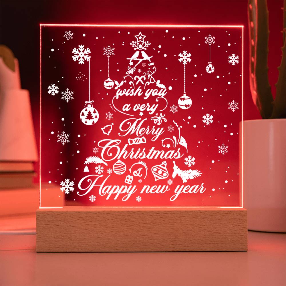 Wish You A Very Merry Christmas And Happy New Year Square Acrylic, Christmas Themed Gift - keepsaken