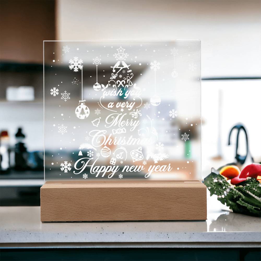 Wish You A Very Merry Christmas And Happy New Year Square Acrylic, Christmas Themed Gift - keepsaken