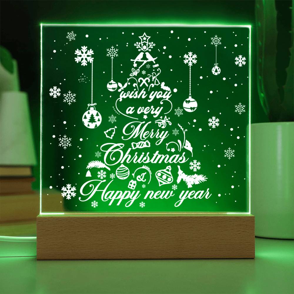 Wish You A Very Merry Christmas And Happy New Year Square Acrylic, Christmas Themed Gift - keepsaken