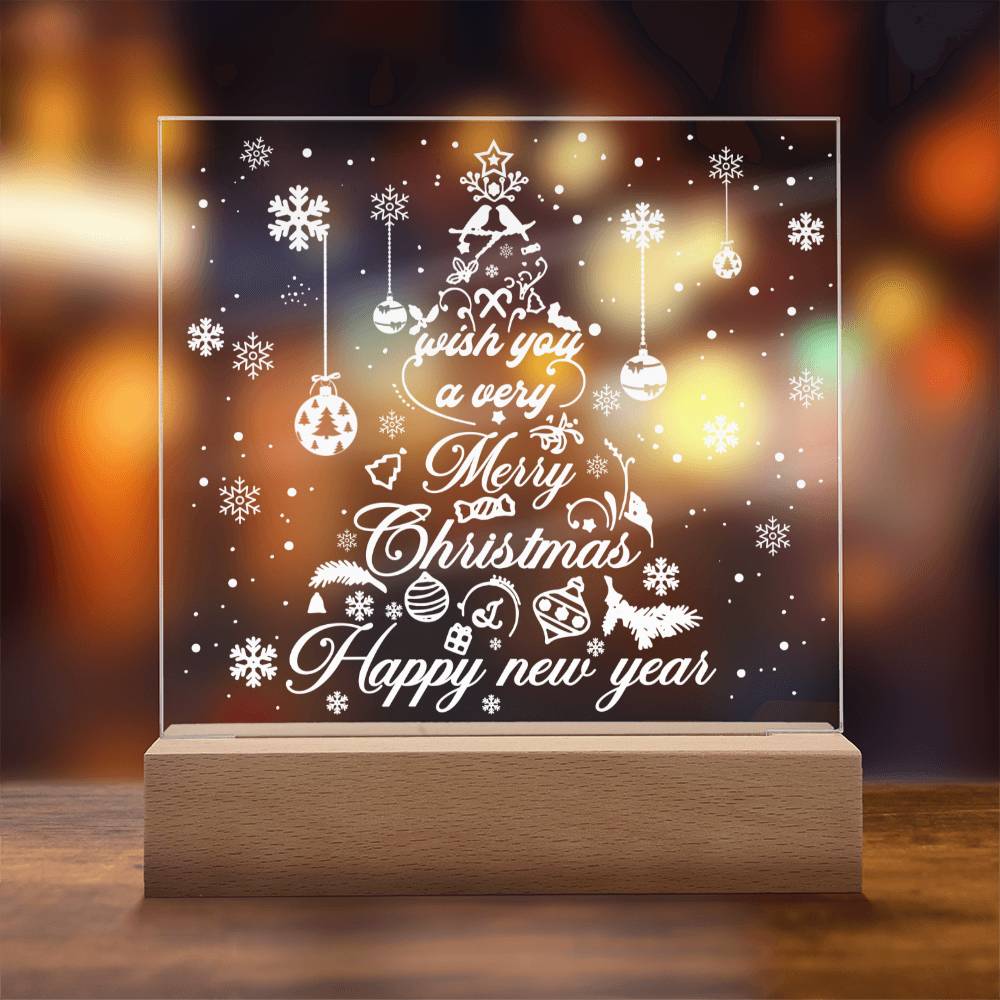 Wish You A Very Merry Christmas And Happy New Year Square Acrylic, Christmas Themed Gift - keepsaken