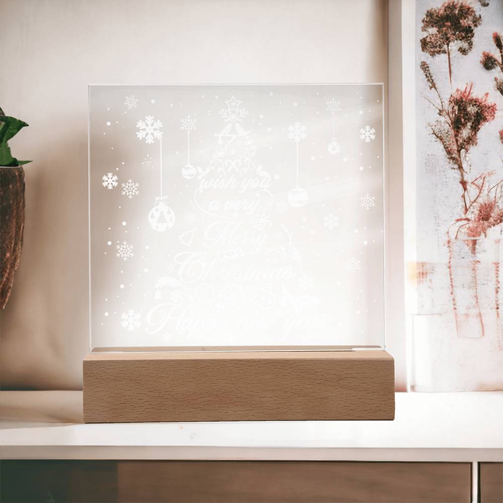 Wish You A Very Merry Christmas And Happy New Year Square Acrylic, Christmas Themed Gift - keepsaken