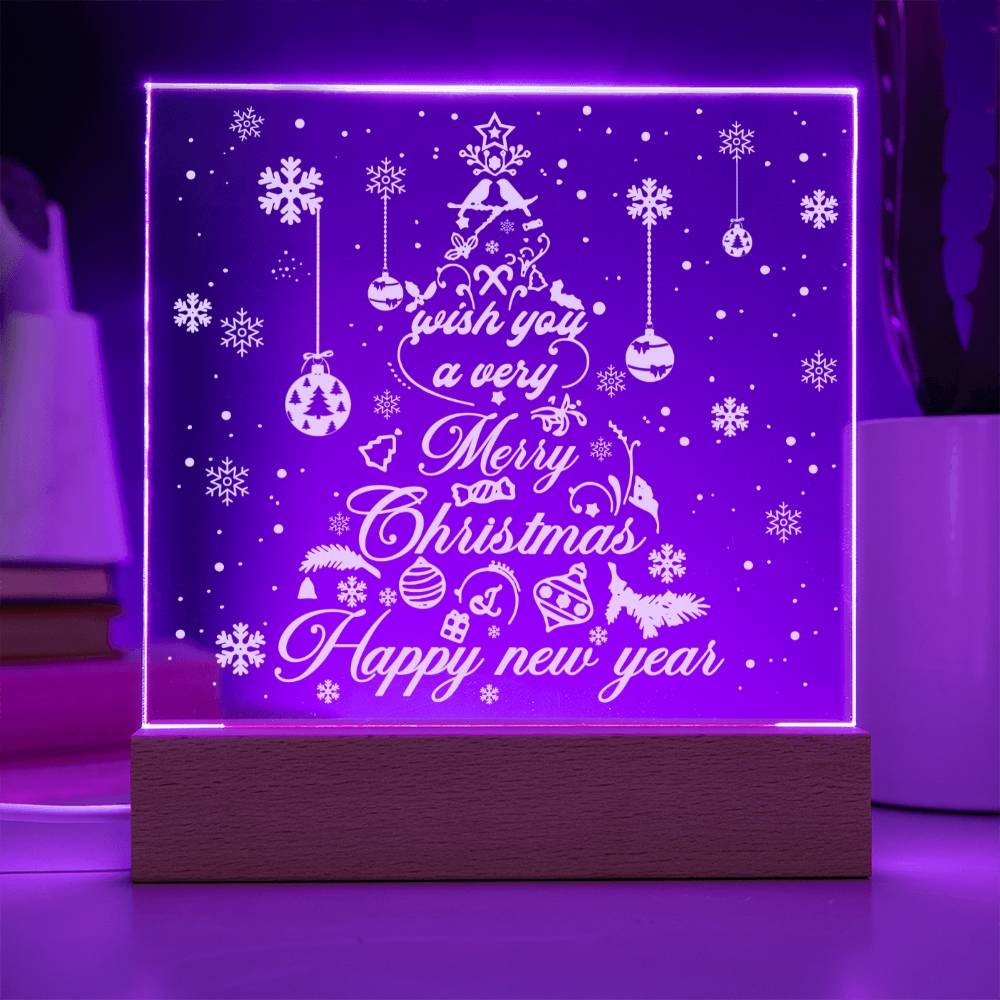 Wish You A Very Merry Christmas And Happy New Year Square Acrylic, Christmas Themed Gift - keepsaken