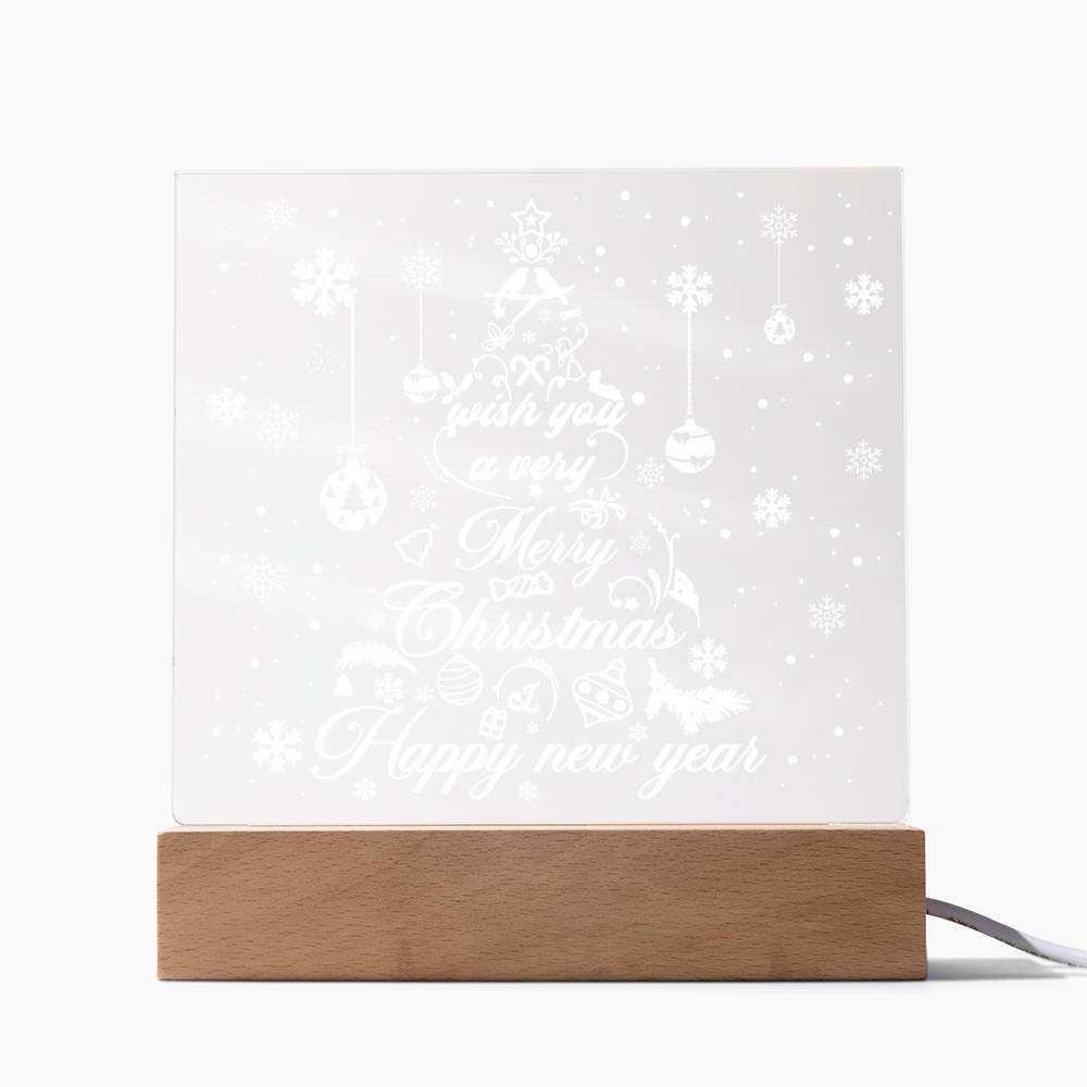 Wish You A Very Merry Christmas And Happy New Year Square Acrylic, Christmas Themed Gift - keepsaken
