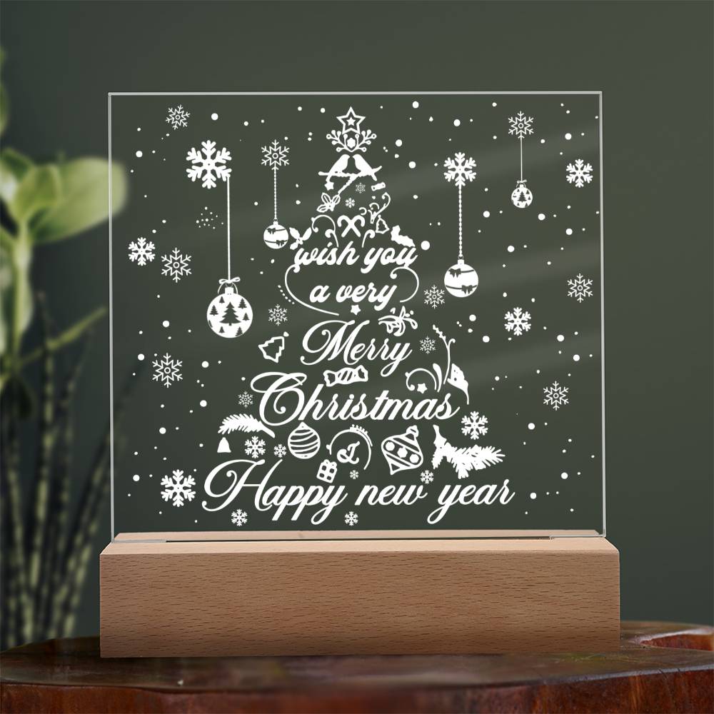 Wish You A Very Merry Christmas And Happy New Year Square Acrylic, Christmas Themed Gift - keepsaken
