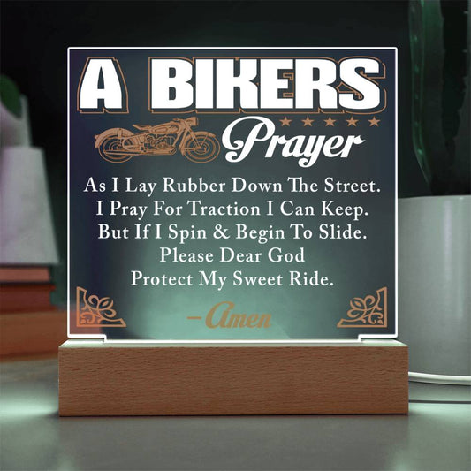 A Bikers Prayer Square Acrylic Plaque, Prayer For Bikers Gift - keepsaken