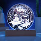 Snowman Christmas Winterland Circle Acrylic Plaque, Christmas Themed Decor