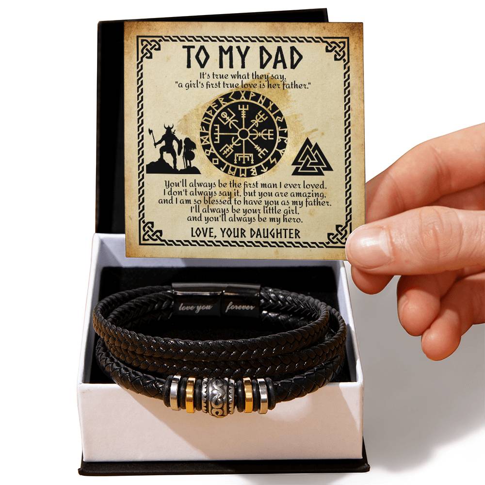 To My Dad Viking Bracelet Gift From Daughter, Men's "Love You Forever" Bracelet - keepsaken