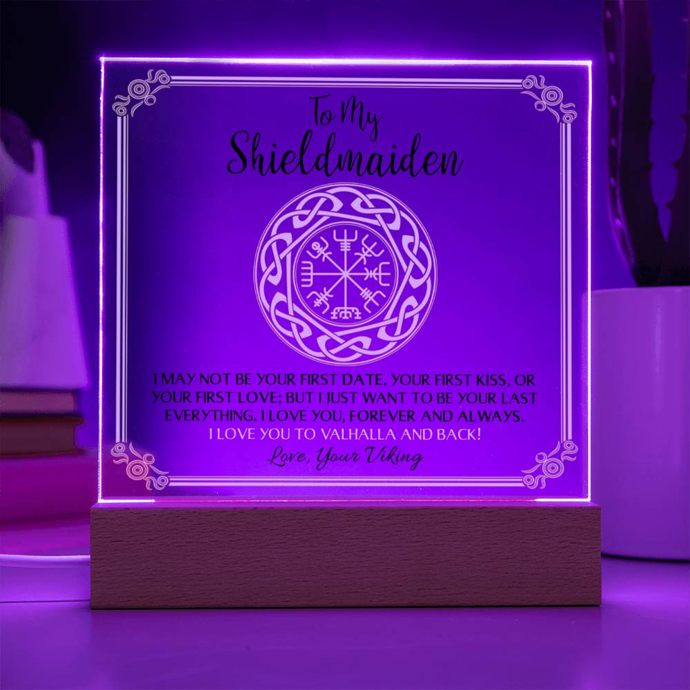 To My Shieldmaiden Love You to Valhalla And Back Square Acrylic Sign, Wife Gift, Girlfriend Gift, Viking Gift - keepsaken