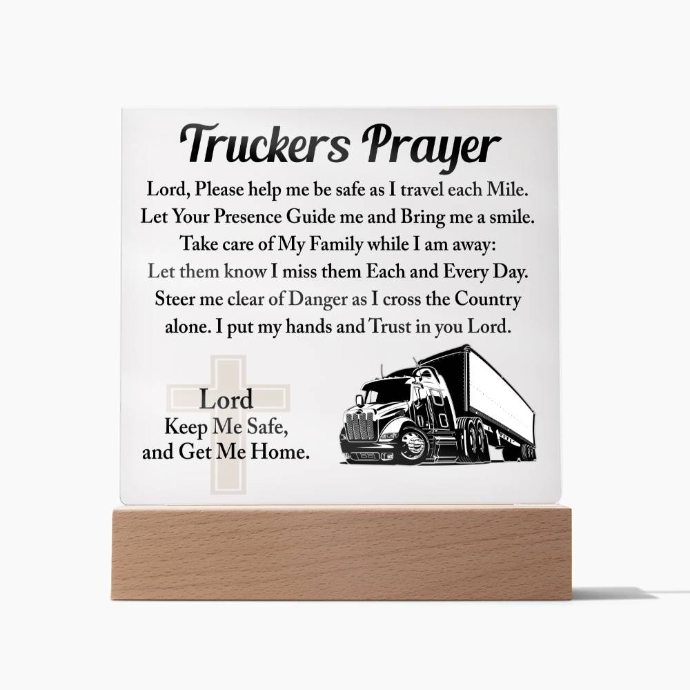 Truckers Prayer Square Acrylic, Truck Driver's Prayer, Truck Driver Gift, Long Haul Driver Gift, Over The Road Driver Gift - keepsaken