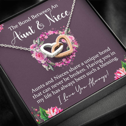 Aunt & Niece Interlocking Hearts Necklace, Aunt Gift, Niece Gift, Maroon - keepsaken