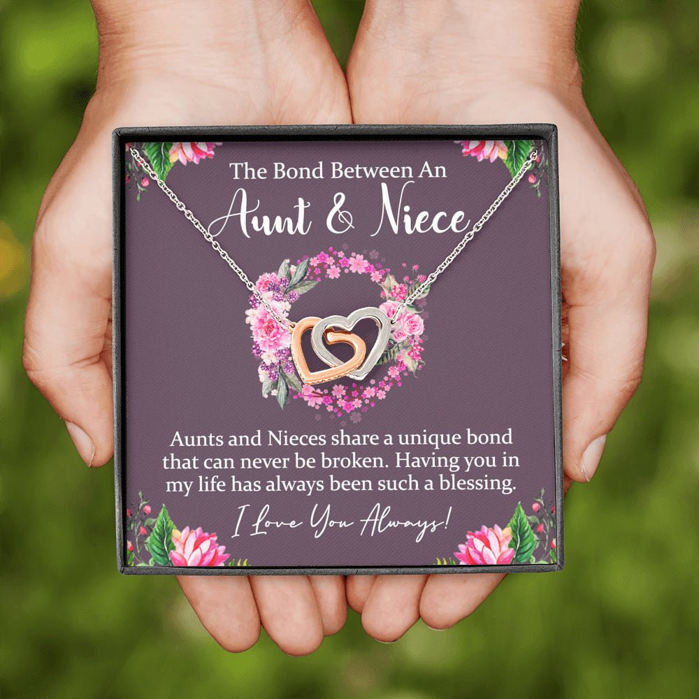 Aunt & Niece Interlocking Hearts Necklace, Aunt Gift, Niece Gift, Maroon - keepsaken