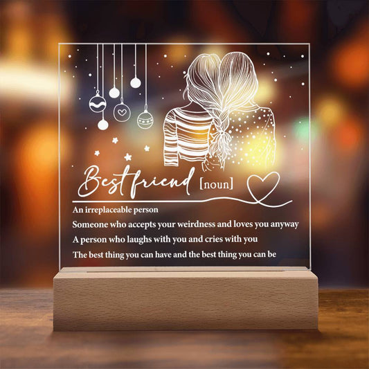 Best Friend Irreplaceable Person Square Acrylic Plaque, Christmas Themed Gift - keepsaken