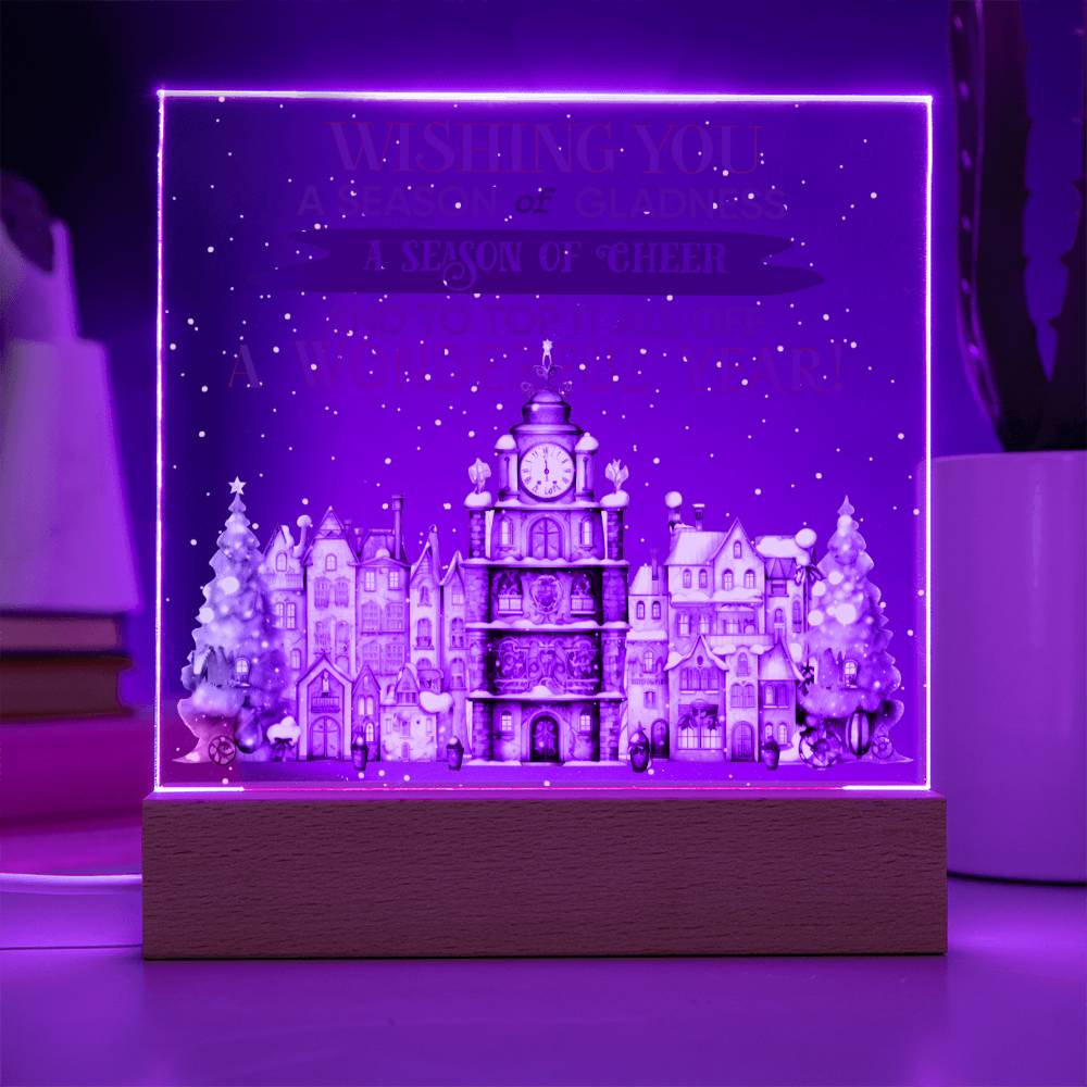 Christmas Cheer Wishing You A Season Of Gladness Square Acrylic Plaque, Christmas Themed Decor - keepsaken
