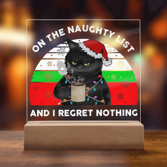 Christmas Naughty List Square Acrylic Plaque, Christmas Themed Decor - keepsaken