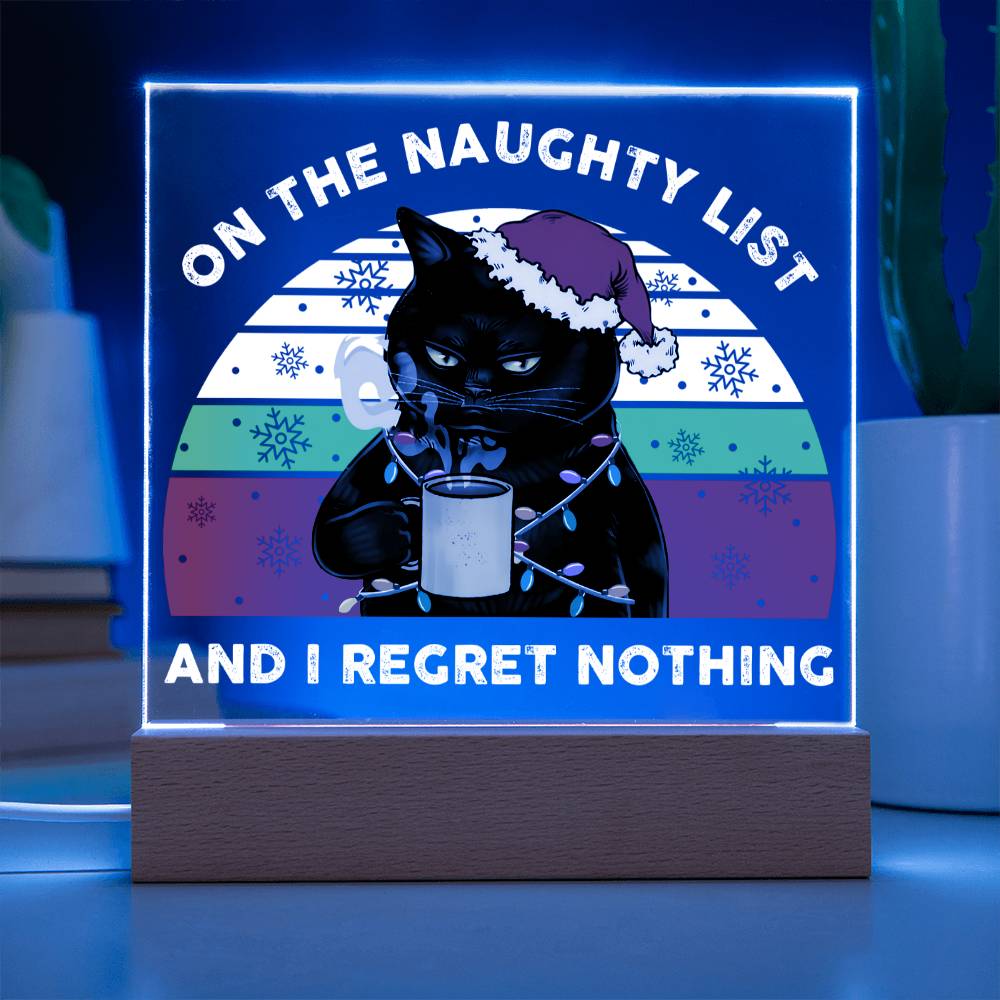 Christmas Naughty List Square Acrylic Plaque, Christmas Themed Decor - keepsaken