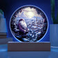 Christmas Santa Claus Looking Over Town Circle Acrylic Plaque, Christmas Themed Decor - keepsaken