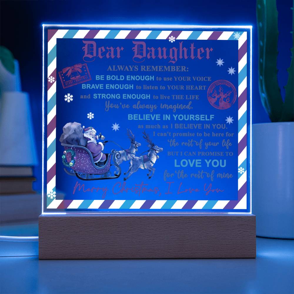 Dear Daughter Use Your Voice Square Acrylic Plaque, Christmas Gift For Daughter - keepsaken