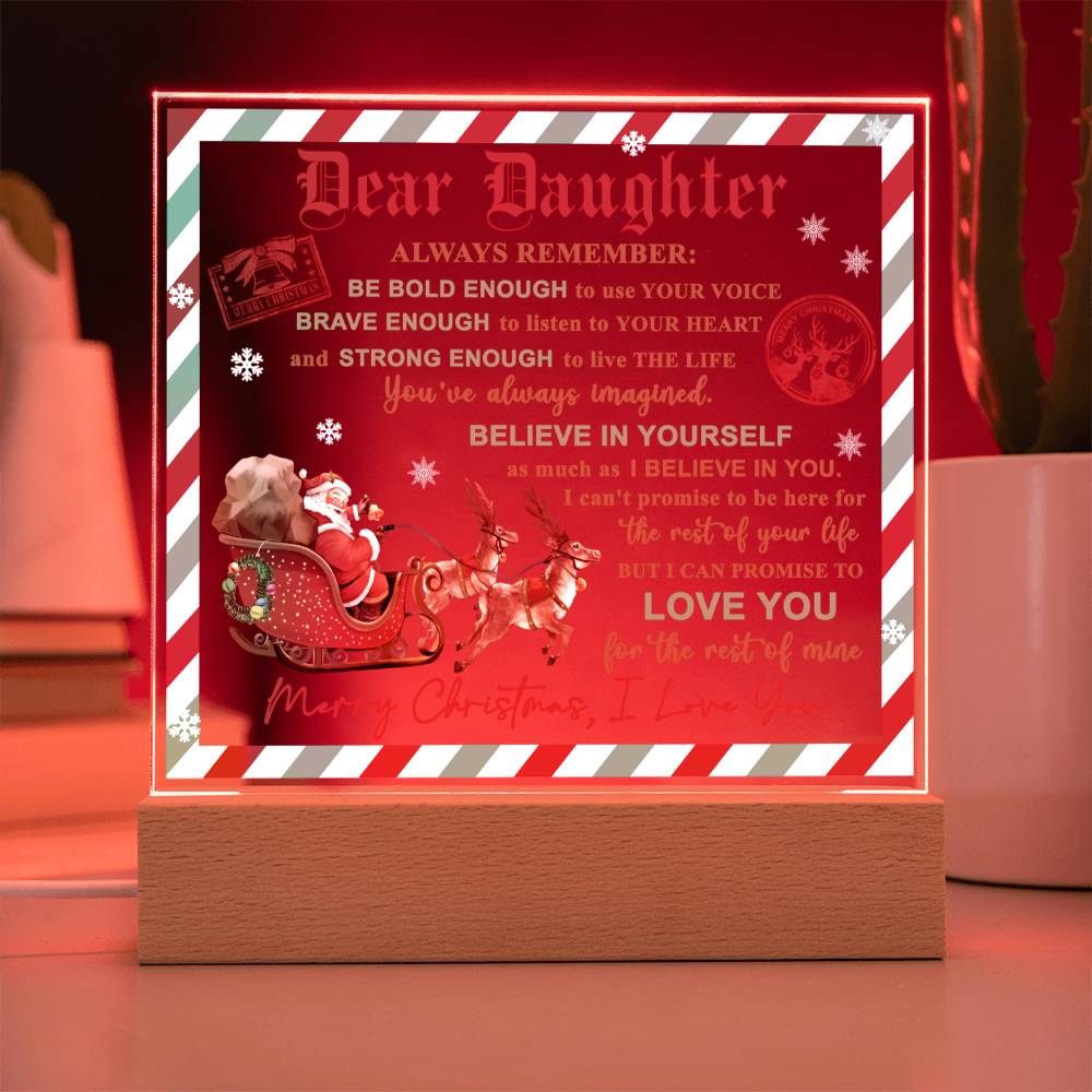 Dear Daughter Use Your Voice Square Acrylic Plaque, Christmas Gift For Daughter - keepsaken