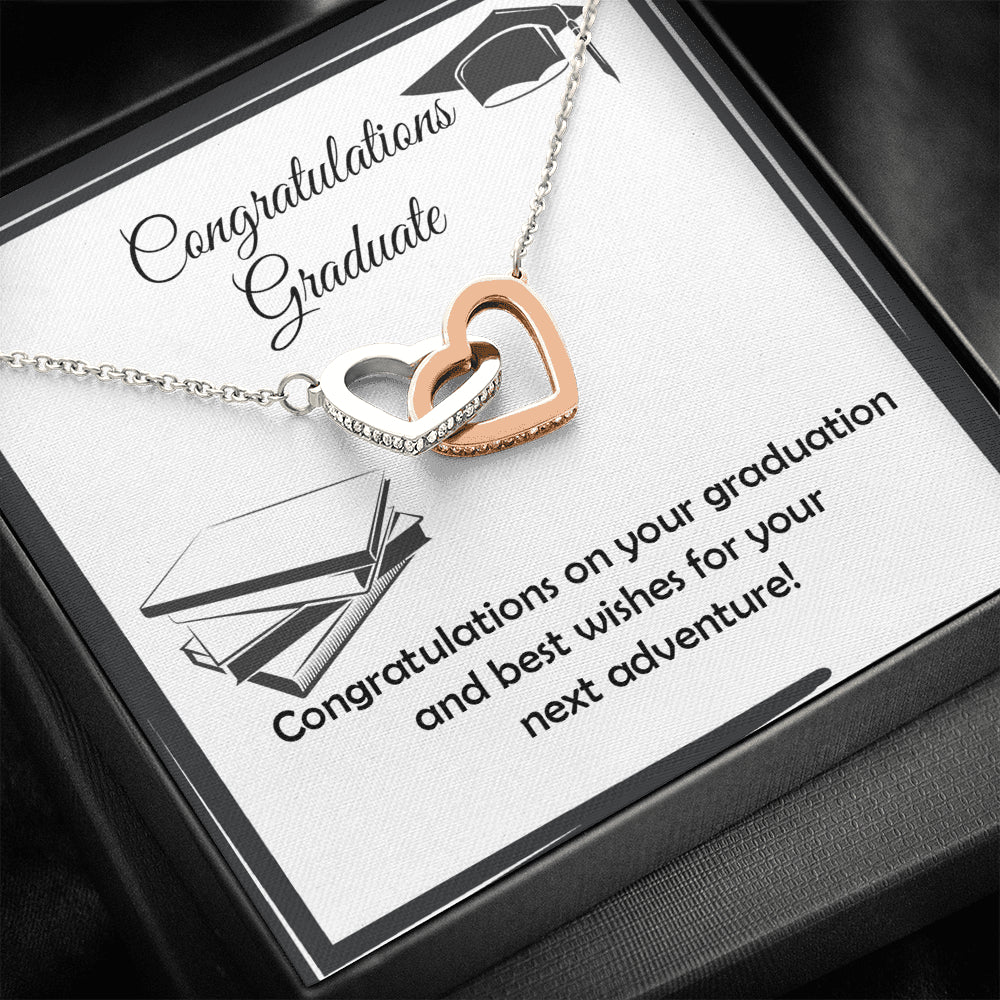 Graduation Gift, Interlocking Hearts Graduation Card Necklace - keepsaken